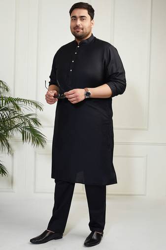 Men's black viscose kurta pyjama set