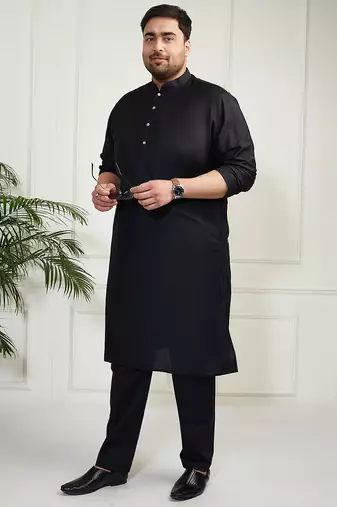 Men's black viscose kurta pyjama set