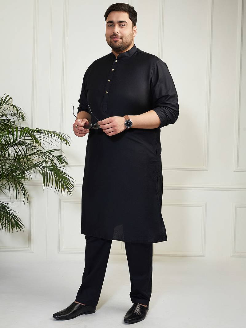 Men's black viscose kurta pyjama set