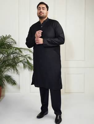 Men's black viscose kurta pyjama set 2