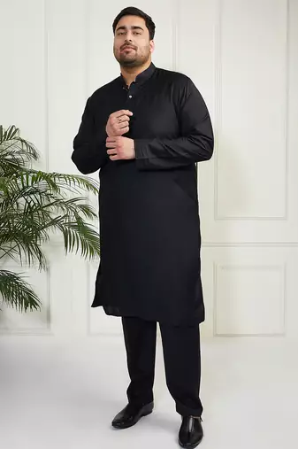 Men's black viscose kurta pyjama set