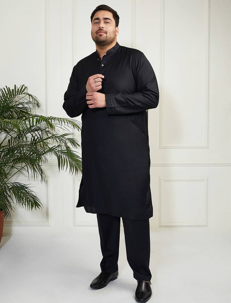Men's black viscose kurta pyjama set