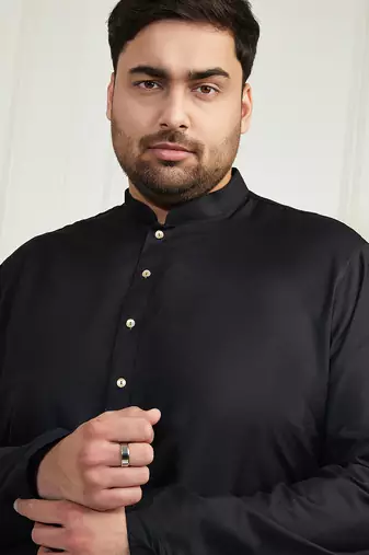 Men's black viscose kurta pyjama set