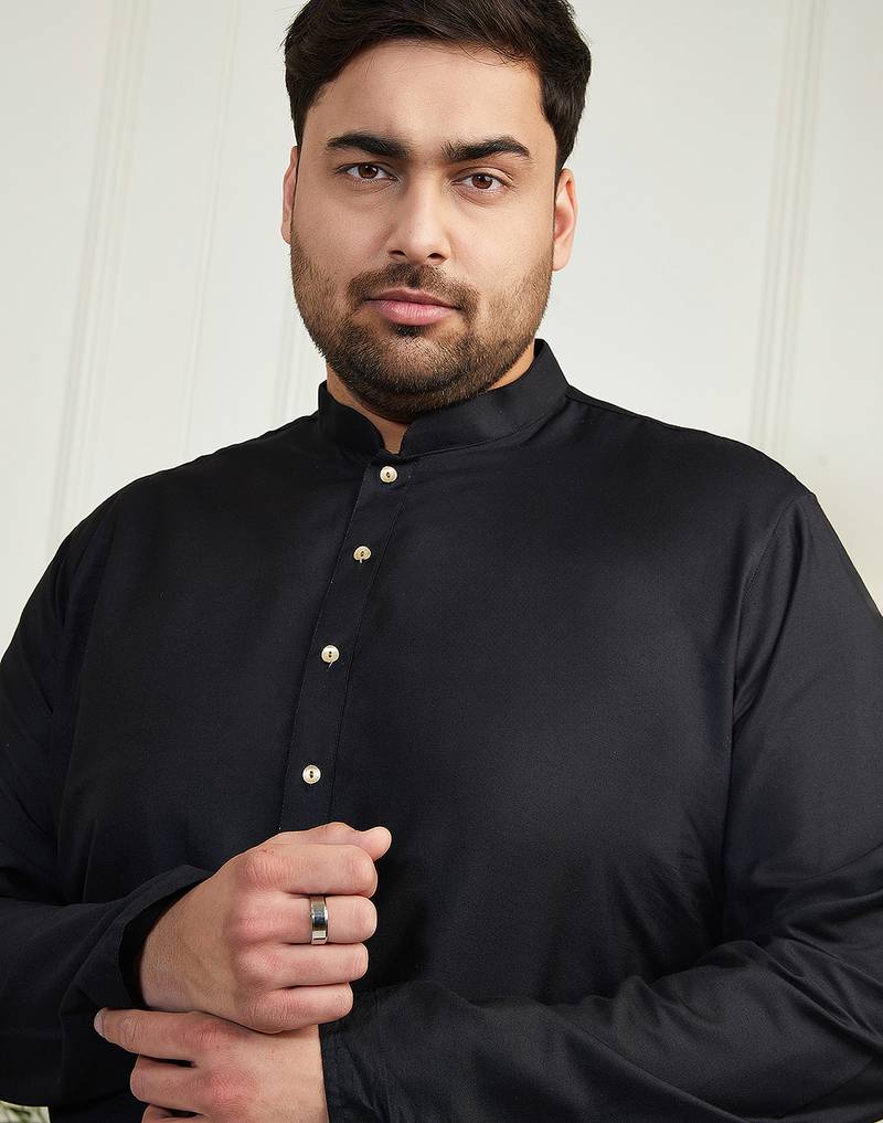 Men's black viscose kurta pyjama set