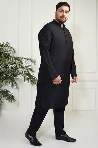 Men's black viscose kurta pyjama set