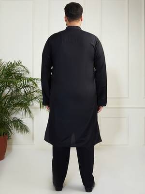 Men's black viscose kurta pyjama set 5