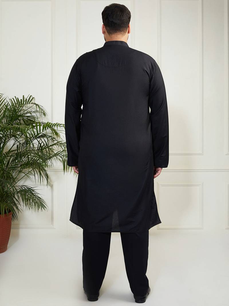 Men's black viscose kurta pyjama set