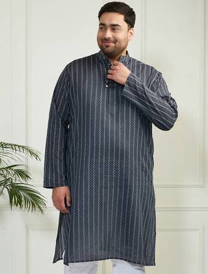 Men's grey cotton kurta 1