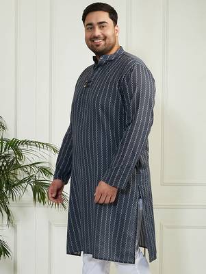 Men's grey cotton kurta 2