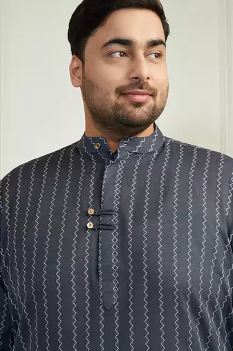 Men's grey cotton kurta