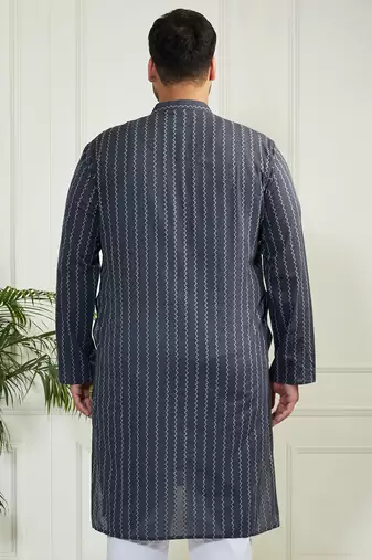 Men's grey cotton kurta