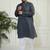 Men's grey and white cotton kurta pyjama set