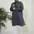 Men's grey and white cotton kurta pyjama set