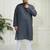 Men's grey and white cotton kurta pyjama set