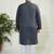 Men's grey and white cotton kurta pyjama set
