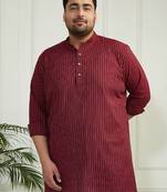 Men's maroon cotton short kurta