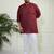 Men's maroon and white cotton kurta pyjama set