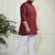 Men's maroon and white cotton kurta pyjama set