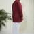 Men's maroon and white cotton kurta pyjama set