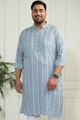 Men's Blue cotton kurta