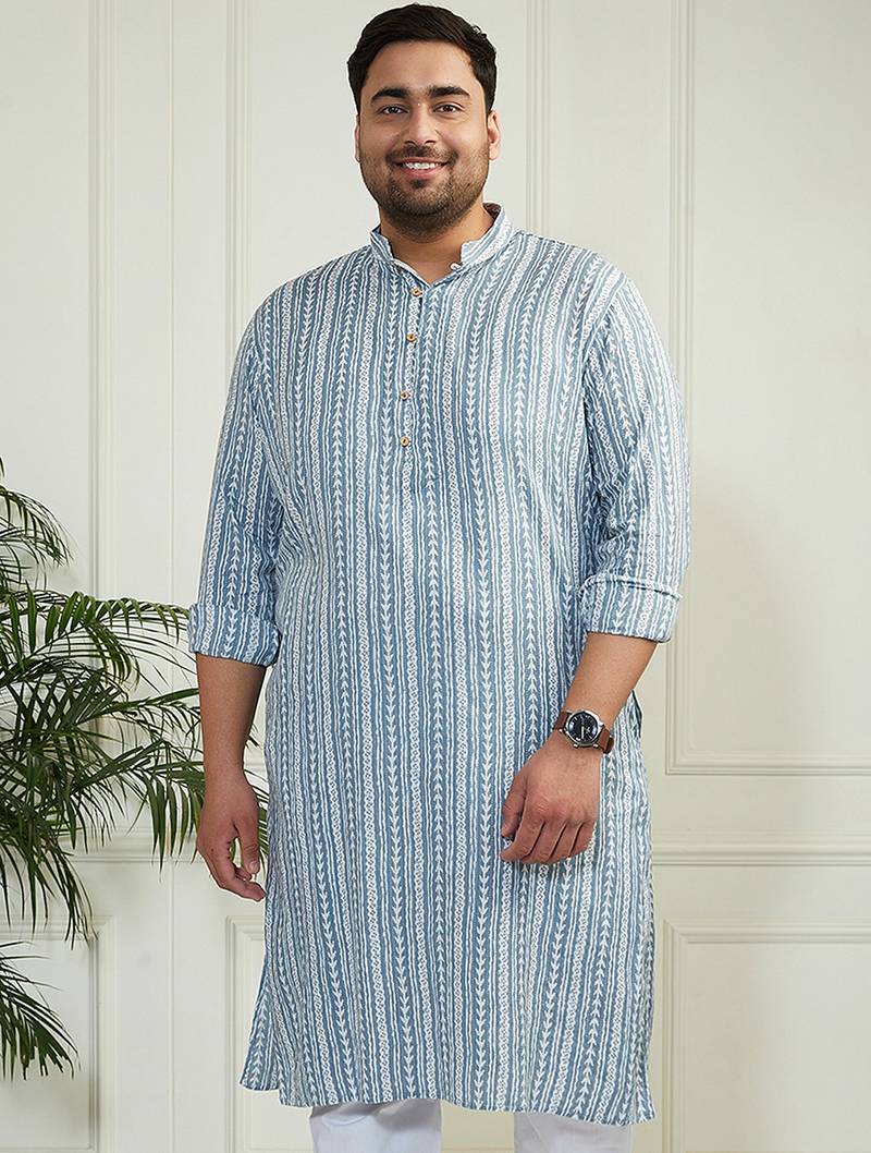 Men's Blue cotton kurta