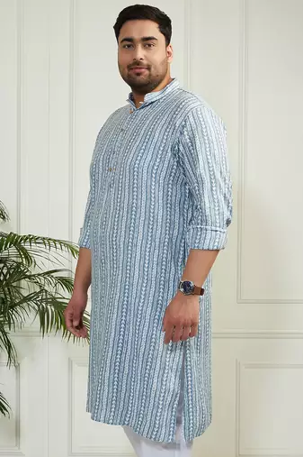 Men's Blue cotton kurta