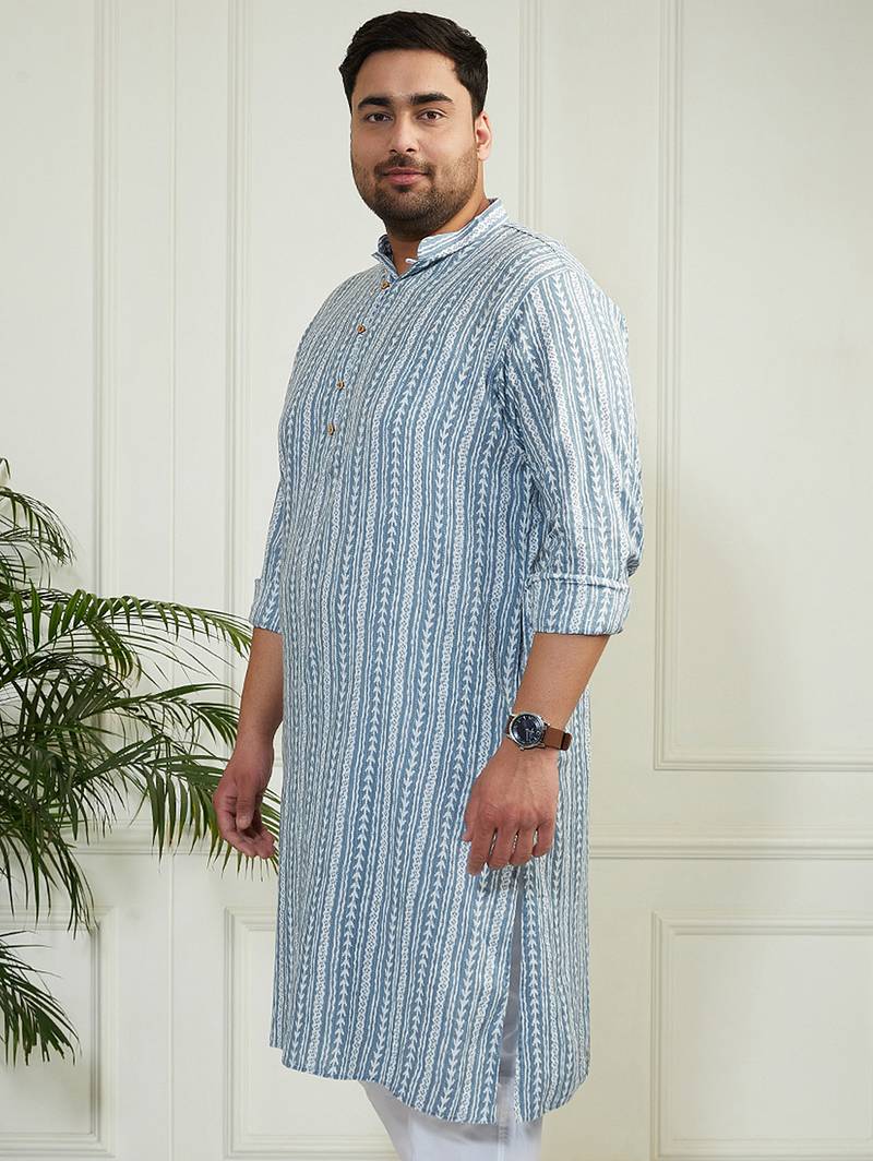 Men's Blue cotton kurta