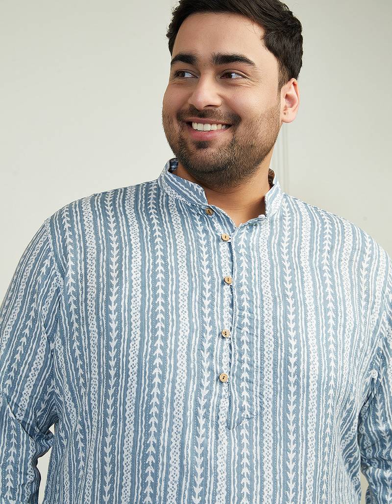 Men's Blue cotton kurta