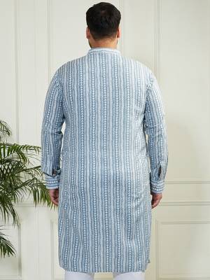 Men's Blue cotton kurta 4