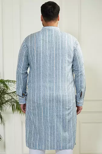 Men's Blue cotton kurta