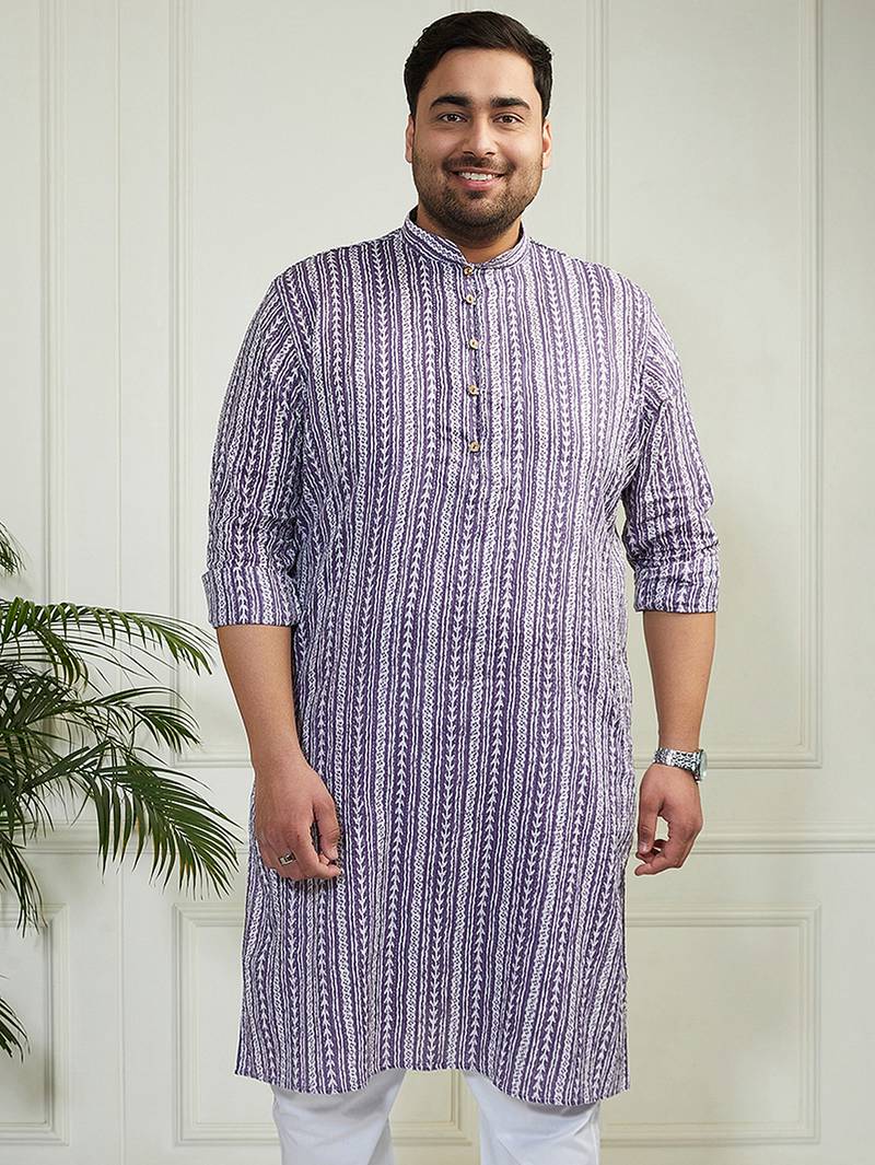 Men's purple cotton kurta