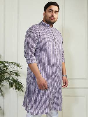 Men's purple cotton kurta 2