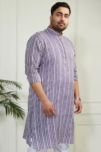 Men's purple cotton kurta