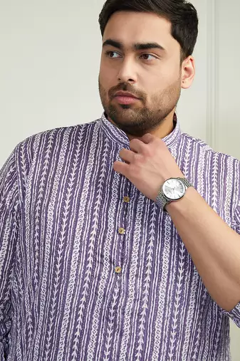 Men's purple cotton kurta