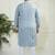 Men's grey and white cotton kurta pyjama set