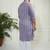 Men's purple and white cotton kurta pyjama set