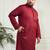 Men's maroon cotton blend kurta