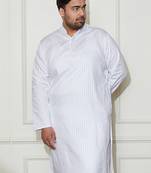 Men's white cotton blend kurta