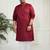 Men's maroon and white cotton blend kurta pyjama set