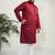 Men's maroon and white cotton blend kurta pyjama set