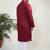 Men's maroon and white cotton blend kurta pyjama set