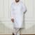 Men's white cotton blend kurta pyjama set