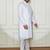 Men's white cotton blend kurta pyjama set