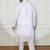 Men's white cotton blend kurta pyjama set