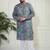 Men's aqua and white cotton kurta pyjama set