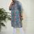 Men's aqua and white cotton kurta pyjama set
