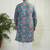 Men's aqua and white cotton kurta pyjama set