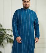 Men's indigo blue cotton kurta