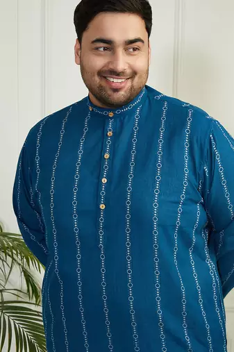 Men's indigo blue cotton kurta