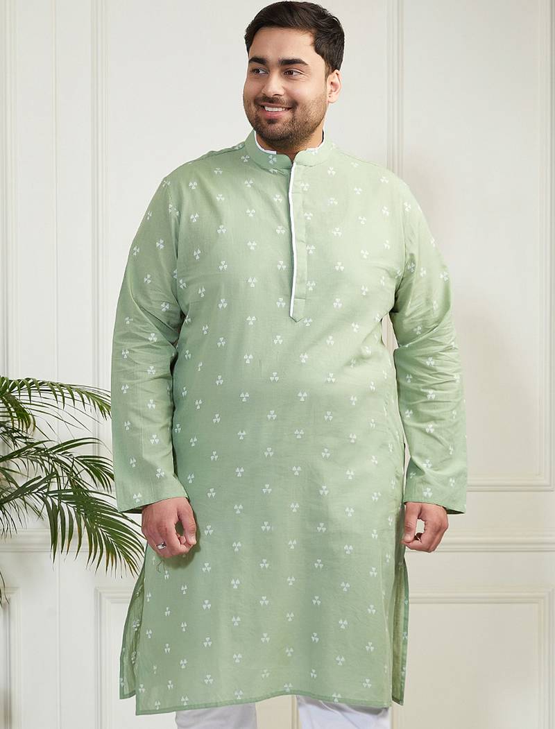 Men's green cotton kurta